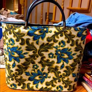 Vintage floral velvet tote bag
